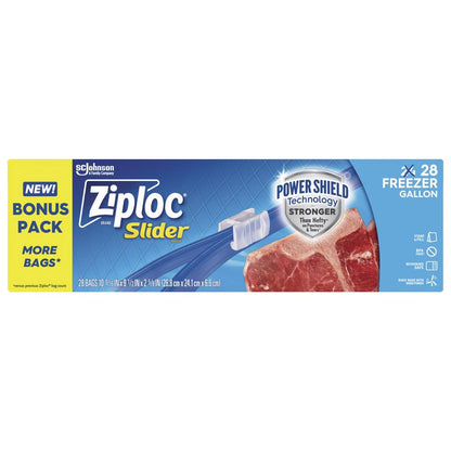 "Ziploc® Gallon Slider Freezer Bags - 28 Count, Bonus Pack"