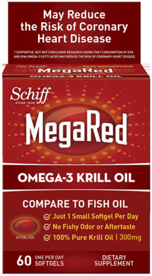 Schiff® MegaRed® Omega-3 Krill Oil – Heart Health Support Formula, 60 Softgels