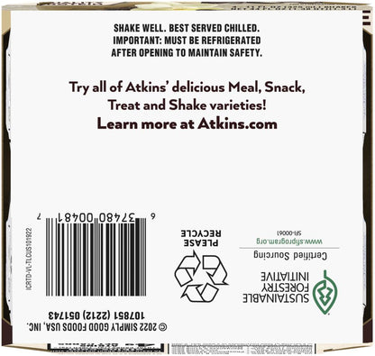 Atkins Vanilla Latte Protein Shake – High Protein, Low Sugar Ready-to-Drink Beverage (4 Pack)