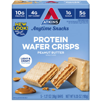 Atkins® Peanut Butter Protein Wafer Crisps – 5-Pack Snack Bars