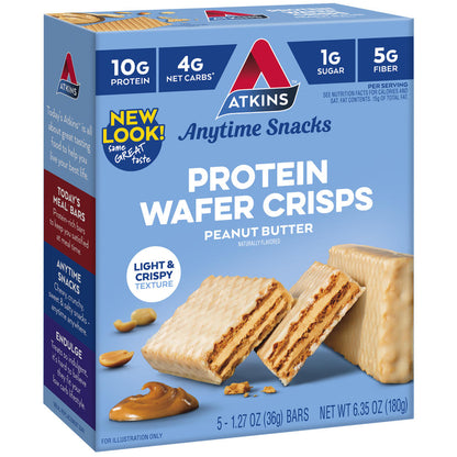 Atkins® Peanut Butter Protein Wafer Crisps – 5-Pack Snack Bars