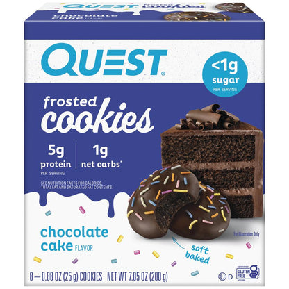 QUEST™ Chocolate Cake Frosted Protein Cookies – 8 Count | High-Protein Snack