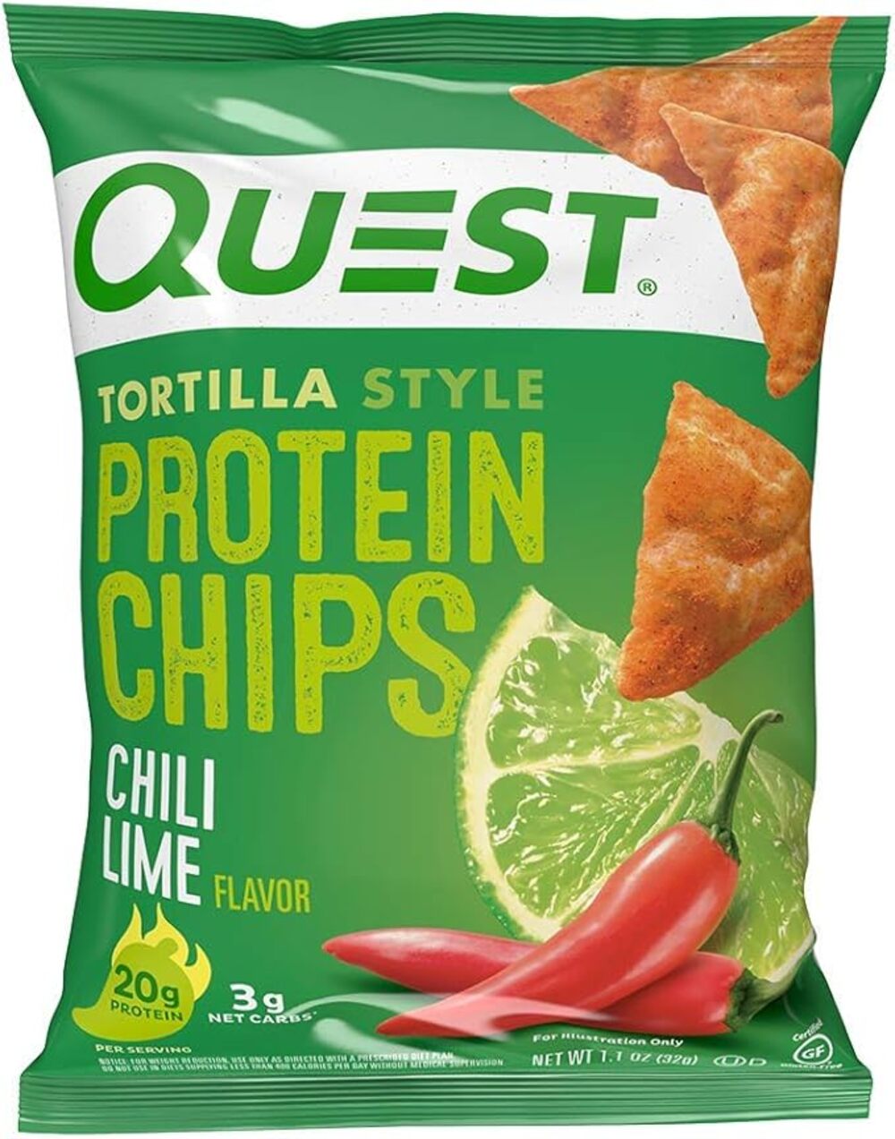 Quest Nutrition Chili Lime Tortilla Style Protein Chips – High Protein Snack, 1.1 oz