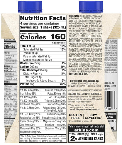 Atkins Dark Chocolate Royale Protein Shake, Ready to Drink – 4 Pack