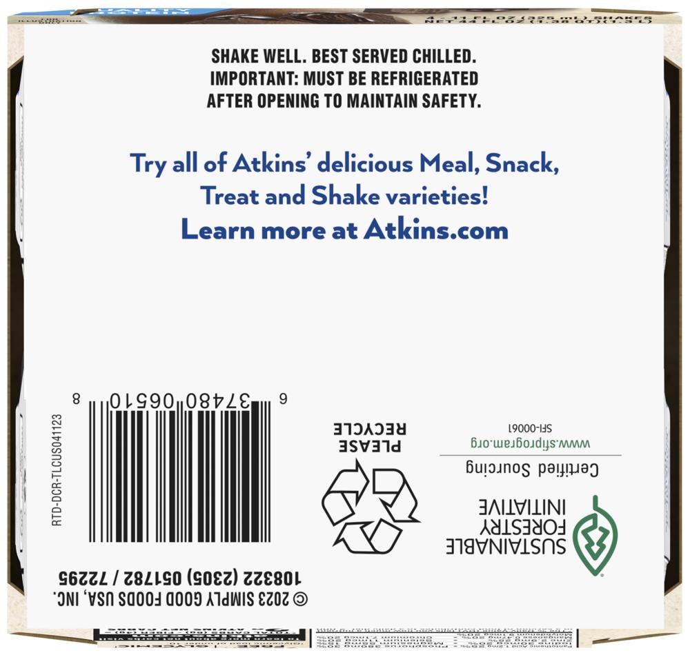 Atkins Dark Chocolate Royale Protein Shake, Ready to Drink – 4 Pack