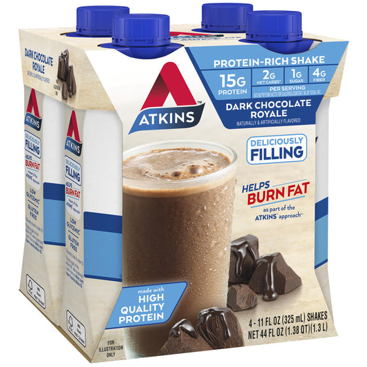 Atkins Dark Chocolate Royale Protein Shake, Ready to Drink – 4 Pack
