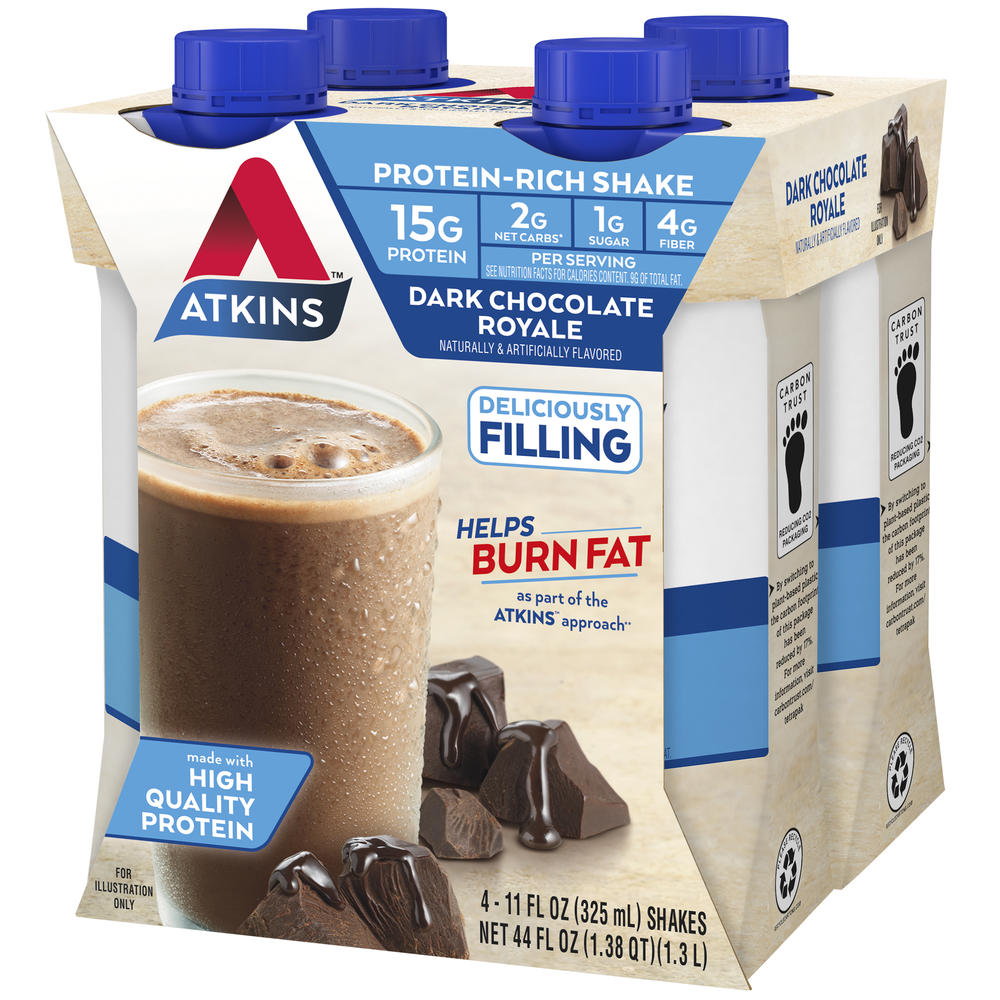 Atkins Dark Chocolate Royale Protein Shake, Ready to Drink – 4 Pack