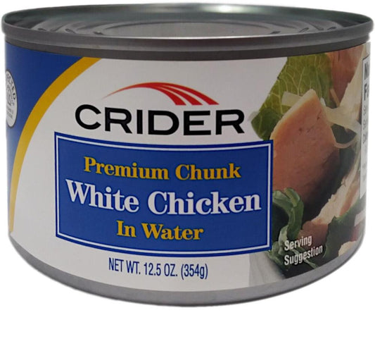 Crider® Premium Chunk White Chicken – 12.5 oz Can, Fully Cooked Lean Protein, Shelf-Stable Canned Chicken Breast