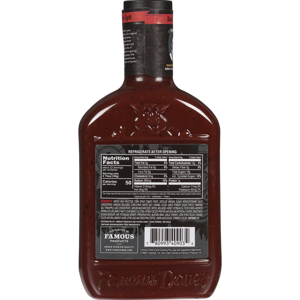 Famous Dave’s Devil’s Spit Smokin’ Hot BBQ Sauce, 28 oz