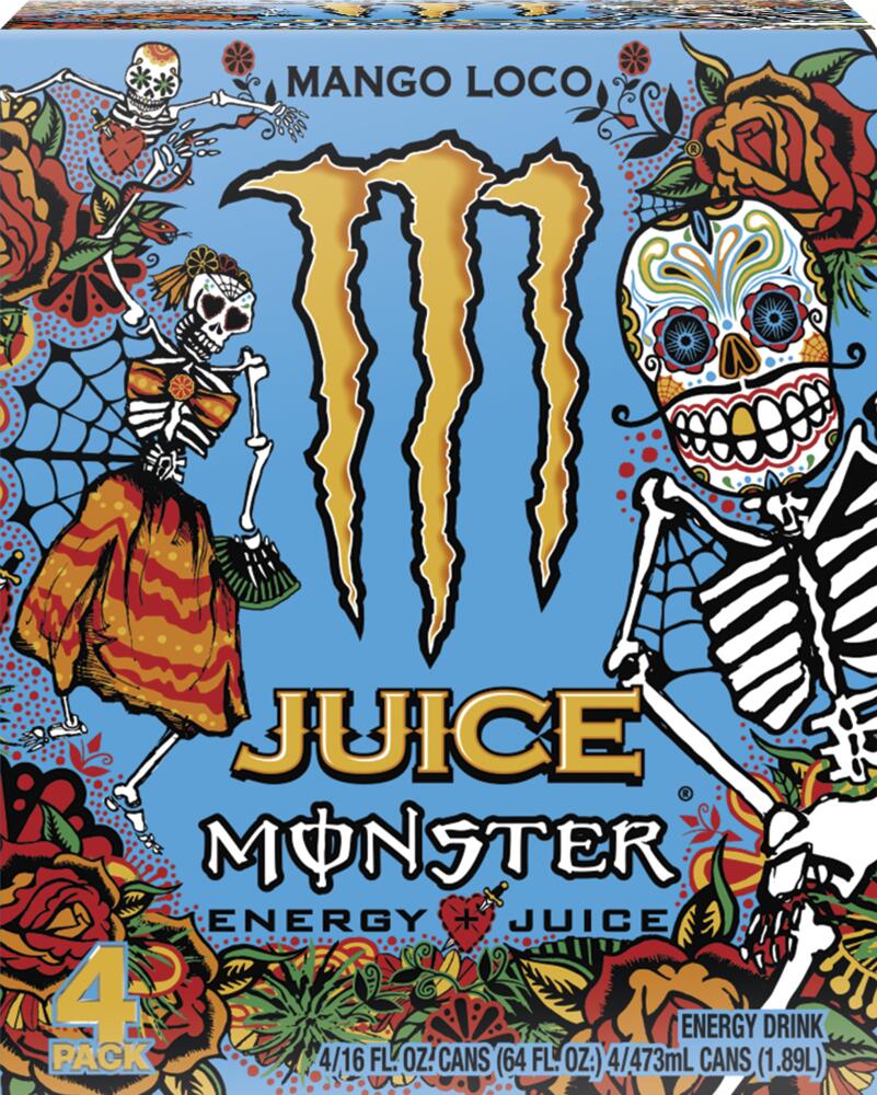 Juice Monster Energy® Mango Energy Drink with Tropical Fruit Flavor, 4-Pack