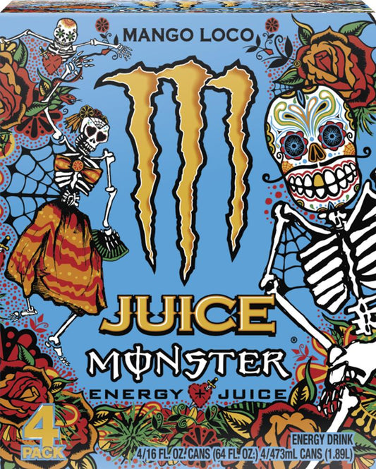 Juice Monster Energy® Mango Energy Drink with Tropical Fruit Flavor, 4-Pack