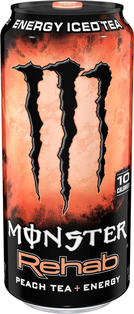 Monster Energy Rehab Peach Tea Energy Drink – Refreshing Tea + Energy, 15.5 oz
