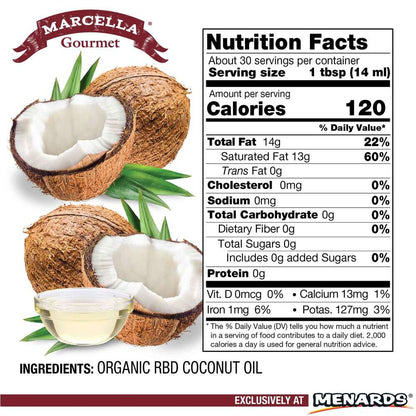 Marcella® Gourmet Refined Organic Coconut Oil - 16 oz