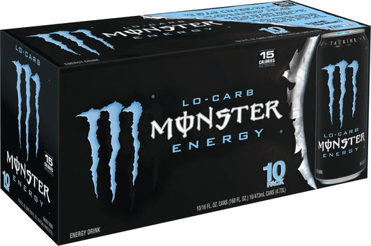 Monster Lo-Carb Low Calorie Energy Drink, 16 oz Cans (Pack of 10)