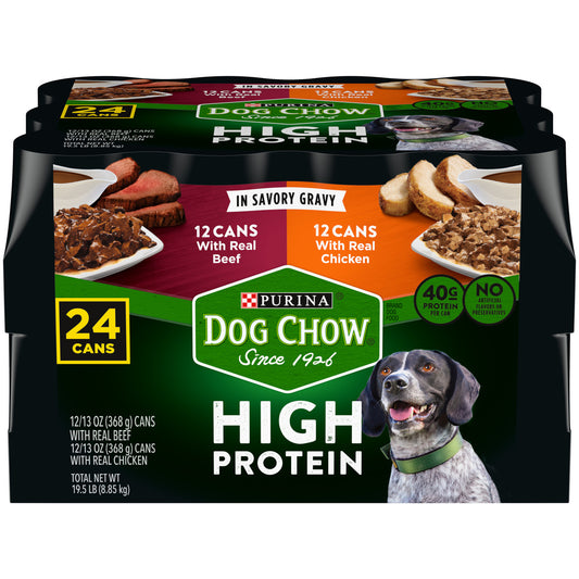 Purina® Dog Chow® Wet Dog Food Variety Pack – High Protein Formula, 24 Pack