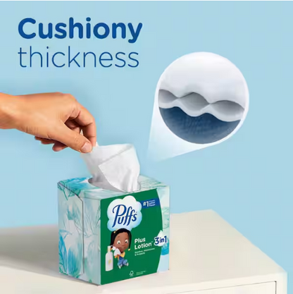 2-Ply Plus Lotion Facial Tissues – 4-Pack Cube Boxes