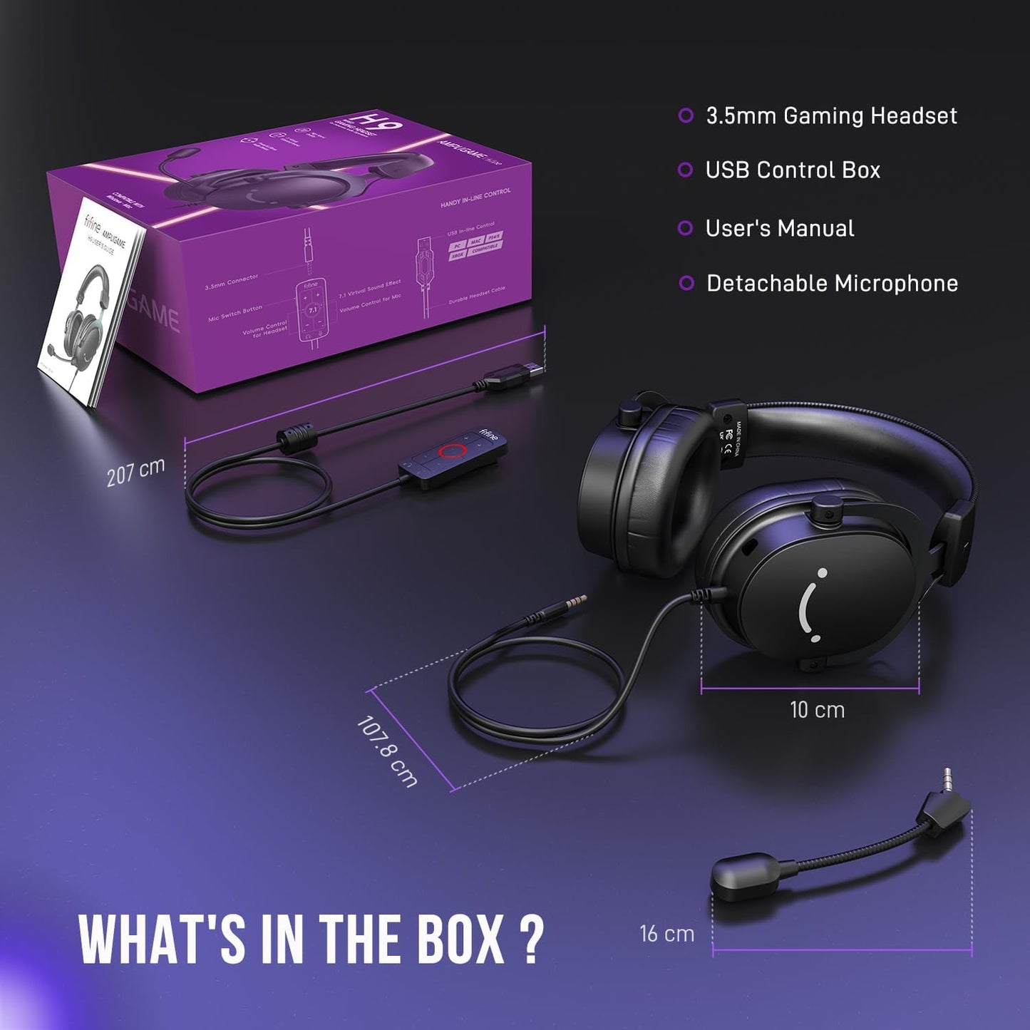 FIFINE AmpliGame H9 Wired Gaming Headset – 7.1 Surround, USB & 3.5mm, Black
