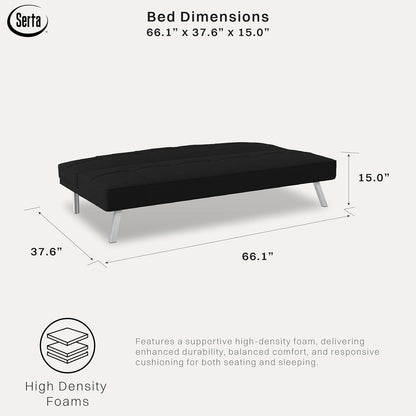 Serta Rane 66.1" 3-in-1 Convertible Futon Sleeper Couch (Black)