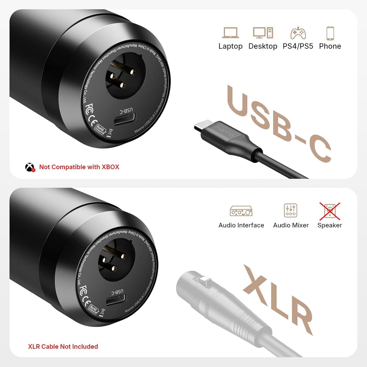 MAONO A04 Gen2 USB/XLR Condenser Microphone Bundle for Podcast, Gaming & Streaming