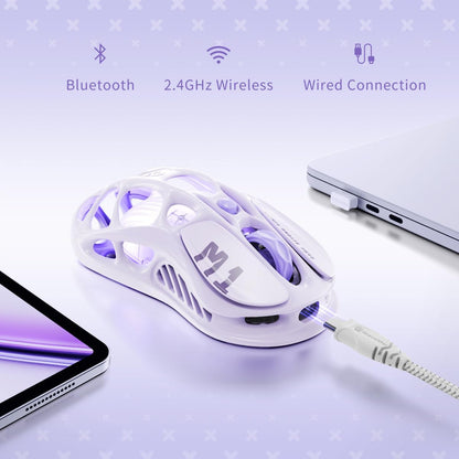 GravaStar Mercury M1 Pro Gaming Mouse, 26K DPI, Tri-Mode, Lavender