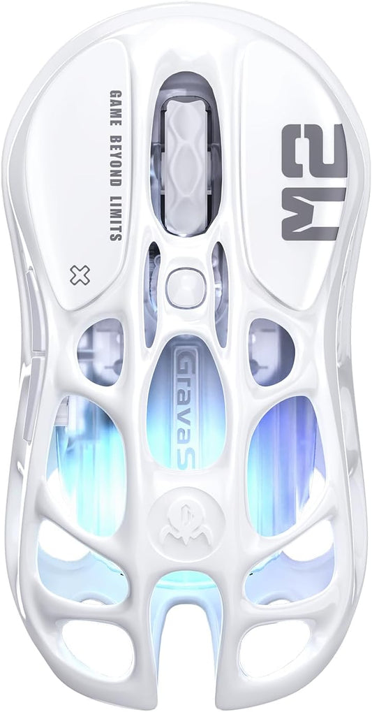 GravaStar Mercury M2 Gaming Mouse, 26K DPI, PAW3395 Sensor, Ultra-Light 79g, White