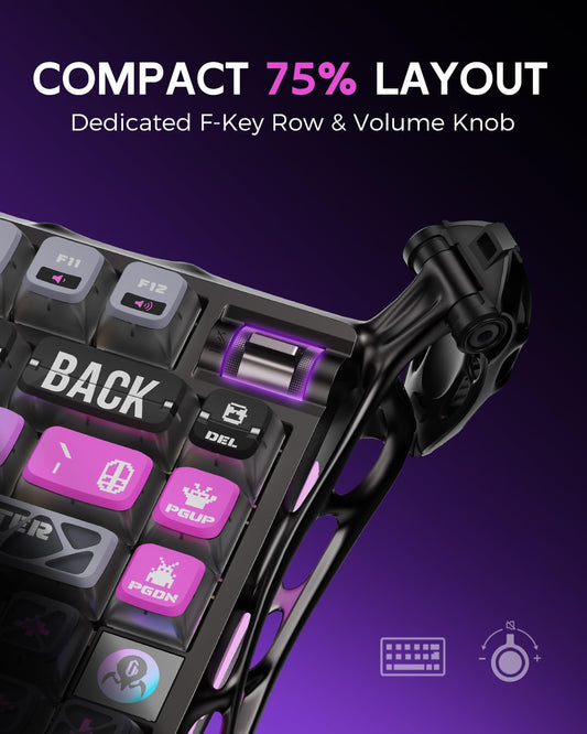 GravaStar Mercury K1 Pro 75% Gaming Keyboard – Wireless, RGB, Hot-Swappable Switches