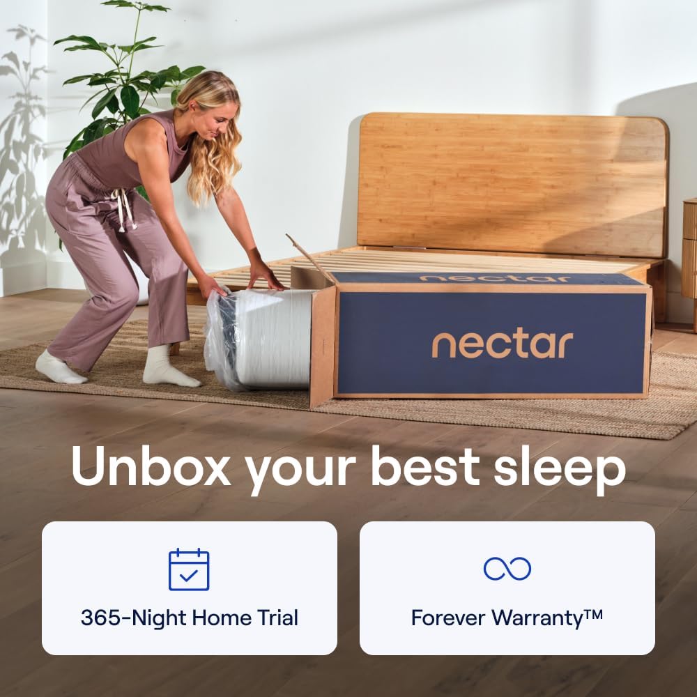 Nectar Luxe Hybrid Queen Mattress, 14", Medium Firm, Cooling & Motion Isolation