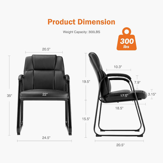 Sweetcrispy Reception Guest Chair – Stationary Sled Base with Padded Armrests (Black)