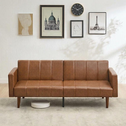 Garvee 75" Convertible PU Leather Sleeper Sofa