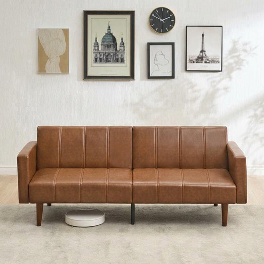 Garvee 75" Convertible PU Leather Sleeper Sofa