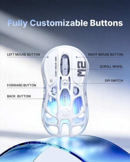 GravaStar Mercury M2 Gaming Mouse, 26K DPI, PAW3395 Sensor, Ultra-Light 79g, White