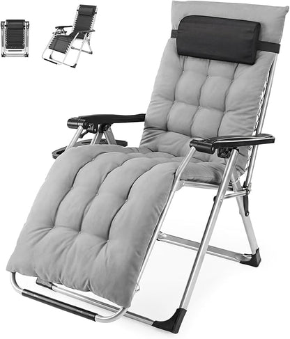 NEWBULIG Zero Gravity Recliner Chair with Cup Holder Tray & Removable Cushion – Black