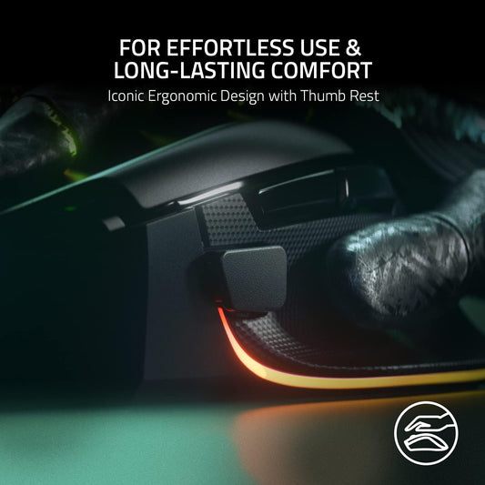 Razer Basilisk V3 Ergonomic Gaming Mouse, 26K DPI, RGB, 11 Programmable Buttons, Black