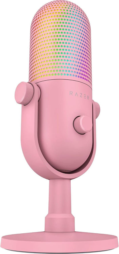 Razer Seiren V3 Chroma USB-C Gaming Microphone, AI Noise Isolation, RGB, Tap-to-Mute, Pink
