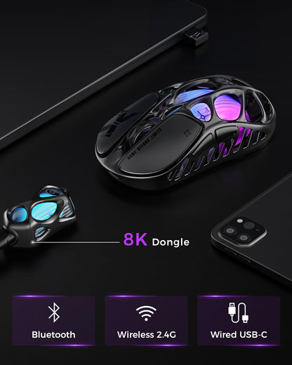 GravaStar Mercury X Pro Ultra-Light Wireless Gaming Mouse – 32K DPI, PAW3950, 49g
