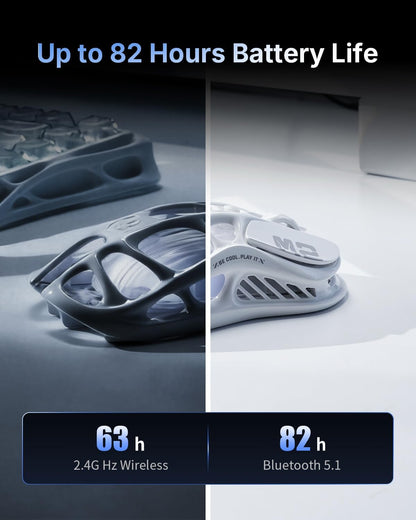 GravaStar Mercury M2 Gaming Mouse, 26K DPI, PAW3395 Sensor, Ultra-Light 79g, White