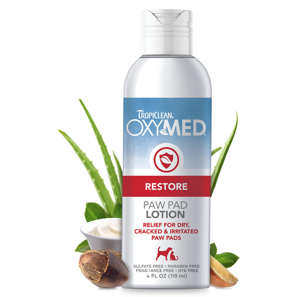 TropiClean OxyMed Restore Paw Pad Lotion for Dogs – Moisturizing Paw Balm, 4 oz
