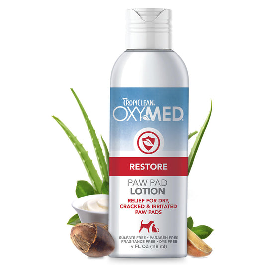 TropiClean OxyMed Restore Paw Pad Lotion for Dogs – Moisturizing Paw Balm, 4 oz