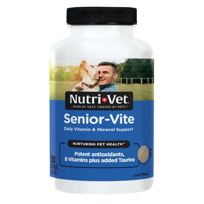 Nutri-Vet® Senior-Vite Chewable Vitamins for Dogs – Daily Multivitamin & Mineral Support, 120 Count