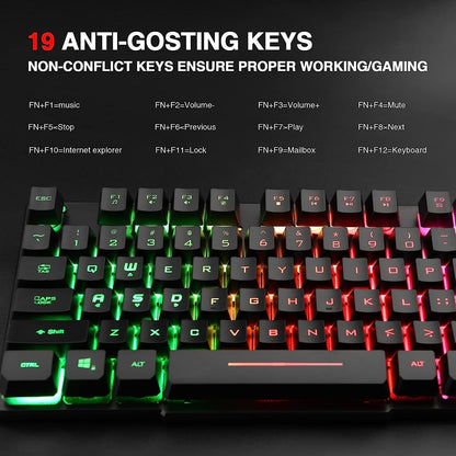 Rii RK100+ Wired Gaming Keyboard – Rainbow LED Backlit, Mechanical Feel