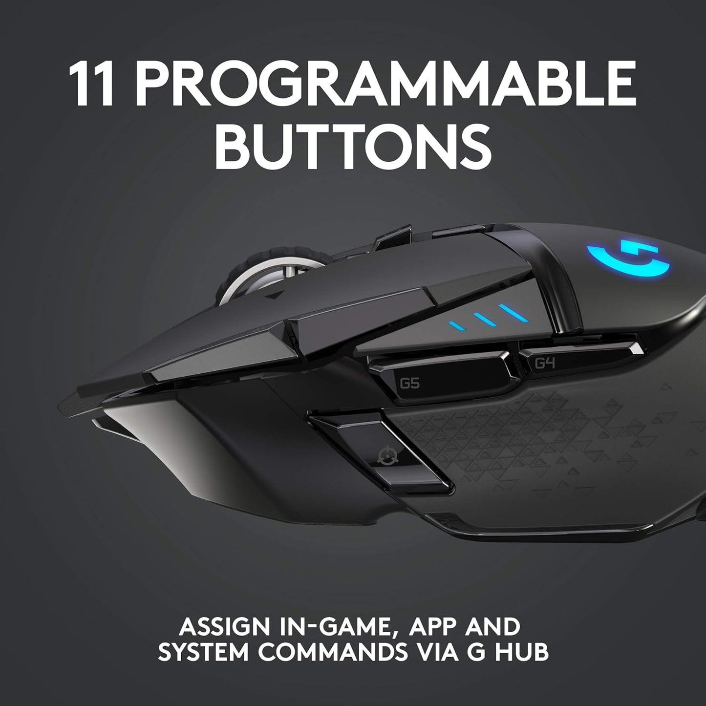Logitech G502 LIGHTSPEED Wireless Gaming Mouse, RGB, 11 Programmable Buttons, Black