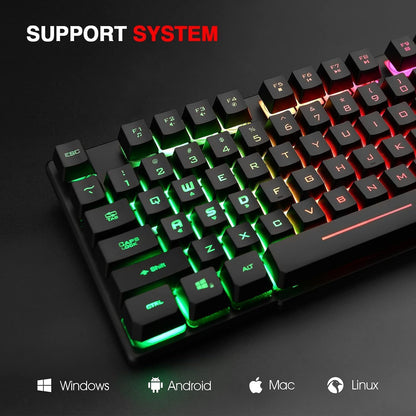 Rii RK100+ Wired Gaming Keyboard – Rainbow LED Backlit, Mechanical Feel