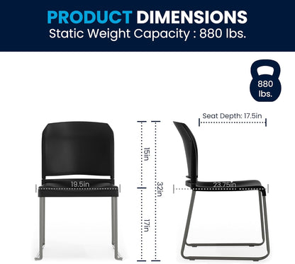 Flash Furniture Hercules Series Ergonomic Stacking Chairs – Set of 5 (Black)