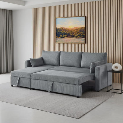 Ball & Cast 86" L-Shaped Pull-Out Sleeper Sofa with Reversible Storage Chaise