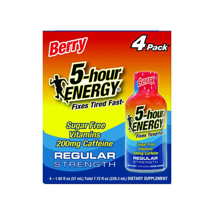5-hour ENERGY Regular Strength Berry Flavor Shots (Pack of 4)