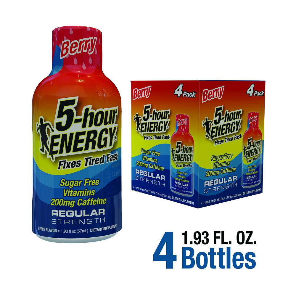5-hour ENERGY Regular Strength Berry Flavor Shots (Pack of 4)