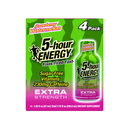 5-hour ENERGY® Extra Strength Energy Shot – Strawberry Watermelon, Fast-Acting Energy, 4 Count