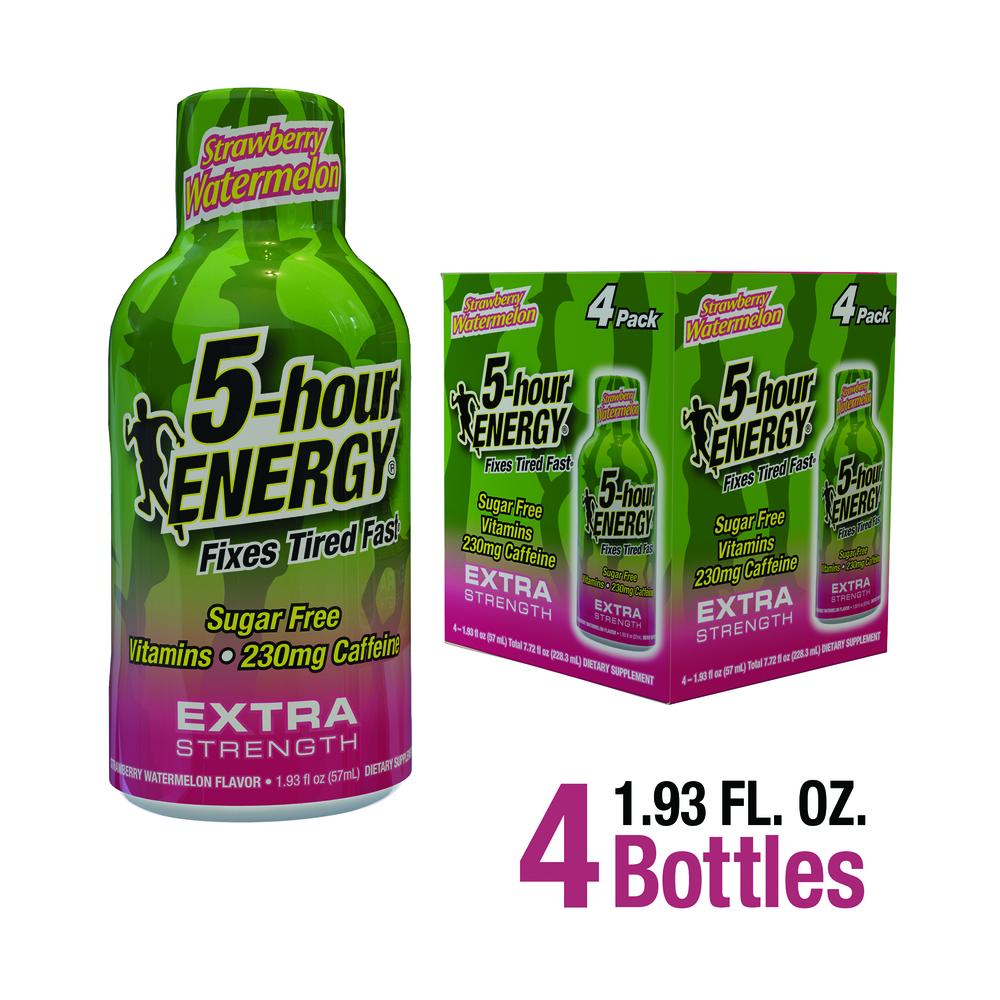 5-hour ENERGY® Extra Strength Energy Shot – Strawberry Watermelon, Fast-Acting Energy, 4 Count