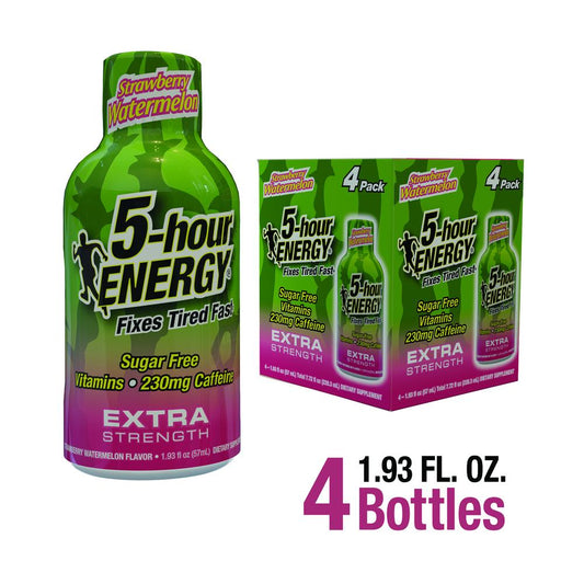 5-hour ENERGY® Extra Strength Energy Shot – Strawberry Watermelon, Fast-Acting Energy, 4 Count