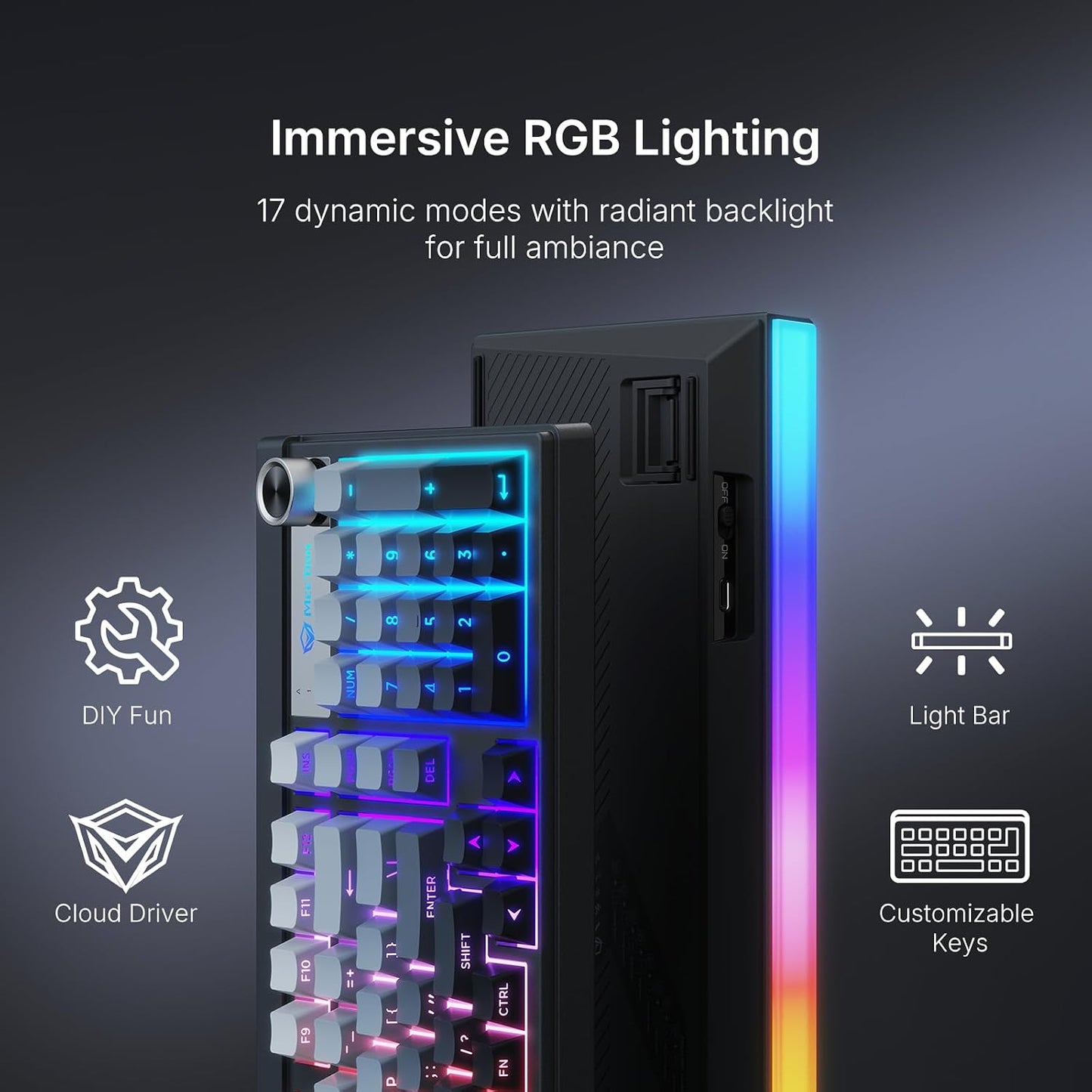 MEETION 98-Key Tri-Mode Wireless Gaming Keyboard – RGB, Bluetooth/2.4G/USB, Black